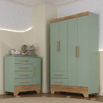 Quarto Infantil Guarda Roupa 4 Portas e Cômoda Catavento Rodial Quarto Infantil Guarda Roupa 4 Portas e Cômoda Catavento Rodial