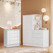 Quarto Infantil Guarda Roupa C/ Cômoda e Cômoda Branco Quarto Infantil Guarda Roupa C/ Cômoda e Cômoda Branco