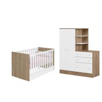 Quarto Infantil Guarda Roupa com Comoda e Berço Mini Cama Americano - FdECOR - QMovi