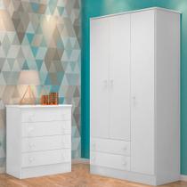 Quarto Infantil Guarda Roupa e Cômoda Branco