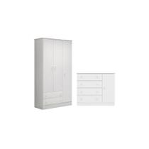 Quarto infantil Guarda Roupa e Cômoda Sapateira Branco - QMovi