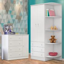 Quarto Infantil Guarda Roupa e Cômoda Sapateira Branco Quarto Infantil Guarda Roupa e Cômoda Sapateira Branco