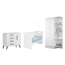 Quarto Infantil Guarda Roupa Infantil, Cômoda e Berço Branco