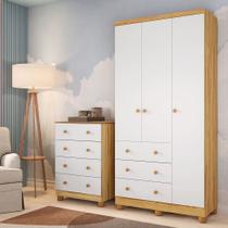 Quarto Infantil Guarda Roupas 3 Portas Cômoda 4 Gavetas Mimo 100% MDF Espresso Móveis Branco/Brilho/Amêndoa Quarto Infantil Guarda Roupas 3 Portas Cômoda 4 Gavetas Mimo 100% MDF Espresso Móveis Branco/Brilho/Amêndoa