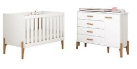 Quarto Infantil Iris Berço Mini Cama e Comoda 100% MDF