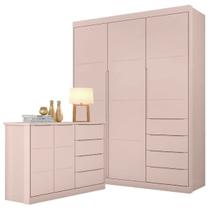 Quarto Infantil Kit 2 Peças 100% Mdf Guarda Roupa e Cômoda Perola