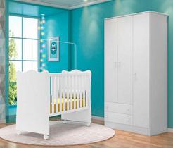 Quarto Infantil Lua Encantada Berço, Guarda Roupa Branco