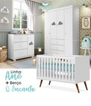 Quarto Infantil Nuvem e Berço Q Encanto Retrô Branco _ Phoenix Baby + Qmovi