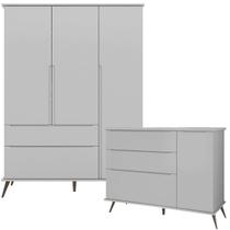Quarto Infantil Retro Guarda Roupa E Cômoda Kit 2 Peças