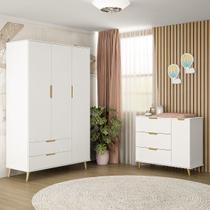 Quarto Infantil Retro Melinda Guarda Roupa 3 Portas e Cômoda 1 Porta Mobili Quarto Infantil Retro Melinda Guarda Roupa 3 Portas e Cômoda 1 Porta Mobili