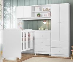 Quarto Infantil Sofhia com Conjugado e Cômoda Ternura e Berço Amore Cor Branco - Peternella