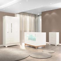 Quarto Infantil Triplo 100 em MDF com Berço 2 em 1 Jade Noah Joy