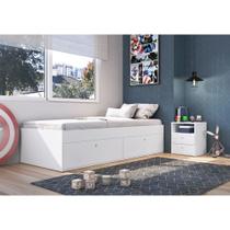 Quarto Juvenil com Cama 80 e Mesa De Cabeçeira Tókio - Art In - Branco