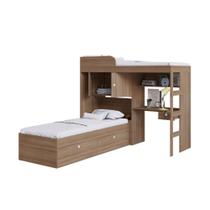 Quarto Juvenil Com Cama Alta 80 Lion E Cama 80 Tokio Montana