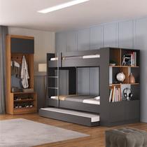 Quarto Juvenil Completo com Treliche e Sapateira Porto Espresso Móveis