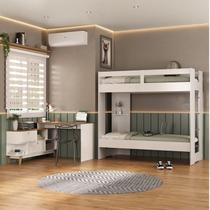 Quarto Juvenil completo Nexis com Beliche e Escrivaninha em L 2 Portas Branco/Nogal Quarto Juvenil completo Nexis com Beliche e Escrivaninha em L 2 Portas Branco/Nogal