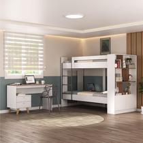 Quarto Juvenil completo Zest com Beliche e Escrivaninha 2 Gavetas Branco/Nogal Quarto Juvenil completo Zest com Beliche e Escrivaninha 2 Gavetas Branco/Nogal