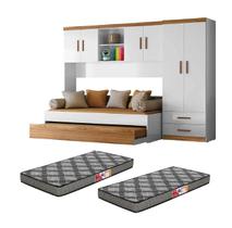 Quarto juvenil guarda roupa 2Pts, aéreo, Bicama Onix Peternella e Colchões