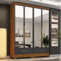 Quarto Modulado 100% MDF 2 Peças 4 Portas 2 Gavetas com Espelhos Smart Plus Espresso Móveis Bege/Cinamomo/Chumbo Quarto Modulado 100% MDF 2 Peças 4 Portas 2 Gavetas com Espelhos Smart Plus Espresso Móveis Bege/Cinamomo/Chumbo
