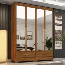 Quarto Modulado 100% MDF 2 Peças 4 Portas 2 Gavetas com Espelhos Smart Plus Espresso Móveis Bege/Cinamomo