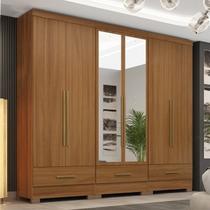 Quarto Modulado 100% MDF 3 Peças 6 Portas 3 Gavetas com Espelhos Smart Plus Bege/Cinamomo Quarto Modulado 100% MDF 3 Peças 6 Portas 3 Gavetas com Espelhos Smart Plus Bege/Cinamomo