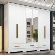 Quarto Modulado 100% MDF 3 Peças 6 Portas 3 Gavetas com Espelhos Smart Plus Branco Quarto Modulado 100% MDF 3 Peças 6 Portas 3 Gavetas com Espelhos Smart Plus Branco