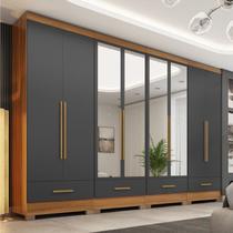 Quarto Modulado 100% MDF 4 Peças 8 Portas 4 Gavetas com Espelhos Smart Plus