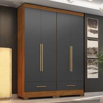 Quarto Modulado 2 Peças 4 Portas 2 Gavetas Smart Plus Espresso Móveis