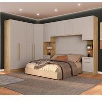 Quarto Modulado 3 Roupeiros 2 Mesas de Cabeceira e Um Ponte Casal San Diego Cinza/Aveiro Oak/Urbano Quarto Modulado 3 Roupeiros 2 Mesas de Cabeceira e Um Ponte Casal San Diego Cinza/Aveiro Oak/Urbano
