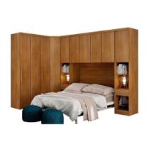 Quarto Modulado Bari 5 Peças Armário Ponte + Closet + 2 Guarda Roupas + 2 Complementos QCM02 Cumaru