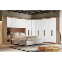 Quarto Modulado Bari Rizon 5 Peças 1 Armário Ponte + 1 Closet + 2 Guarda Roupas + 1 Complemento QC204 Freijó/FendiOff