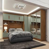 Quarto Modulado Casal 4 Peças 5 Portas 4 Gavetas com Maleiro e Espelhos Smart Plus Espresso Móveis