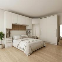 Quarto Modulado Casal 5 Peças 10 Portas 12 Gavetas com Espelho Seletto Areia Quarto Modulado Casal 5 Peças 10 Portas 12 Gavetas com Espelho Seletto Areia