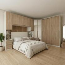 Quarto Modulado Casal 5 Peças 10 Portas 12 Gavetas com Espelho Seletto Areia/Jequitibá Quarto Modulado Casal 5 Peças 10 Portas 12 Gavetas com Espelho Seletto Areia/Jequitibá