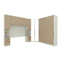 Quarto Modulado Casal 5 Peças Seletto Areia/Jequitibá Quarto Modulado Casal 5 Peças Seletto Areia/Jequitibá