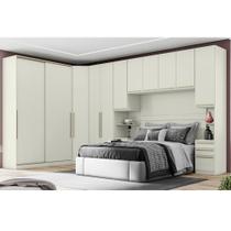 Quarto Modulado Casal 6 Peças Com Portas Correr Seletto Henn Areia Hp