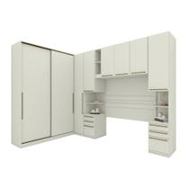 Quarto Modulado casal 8 Portas 9 Gavetas Canto Oblíquo Areia