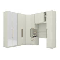 Quarto Modulado Casal 9 Portas 3 Gavetas Canto Oblíquo Areia