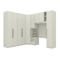 Quarto Modulado Casal 9 Portas 3 Gavetas Canto Oblíquo Areia