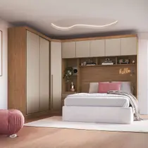 Quarto Modulado Casal 9 Portas 3 Gavetas Infinity Móveis Castro