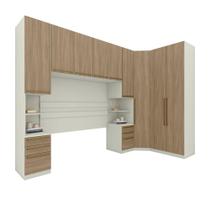 Quarto Modulado casal 9 Portas 6 Gavetas Canto Oblíquo Areia
