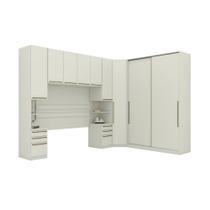 Quarto Modulado Casal 9 Portas 6 Gavetas Canto Oblíquo Areia