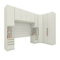 Quarto Modulado casal 9 Portas 6 Gavetas Canto Oblíquo Areia