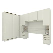 Quarto Modulado casal 9 Portas 9 Gavetas Canto Oblíquo Areia