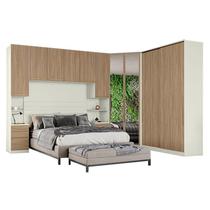 Quarto Modulado Casal Ambiente 5 New Predileto 5 Peças Areia Jequitibá - Henn
