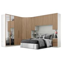 Quarto Modulado Casal Ambiente 6 Seletto 6 Peças Areia Jequitibá - Henn