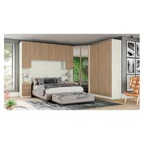 Quarto Modulado Casal Ambiente Composição 5 New Predileto 5 Peças Areia Jequitibá - Henn