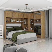 Quarto Modulado Casal com Espelho 6 Portas Belém Premium Carioca Móveis Quarto Modulado Casal com Espelho 6 Portas Belém Premium Carioca Móveis