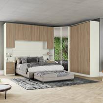 Quarto Modulado Casal Completo 10 Portas 6 Gavetas Seletto Marrom/Areia/Jequitibá