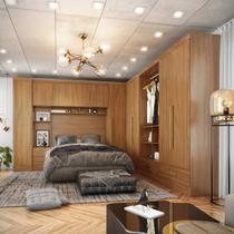 Quarto Modulado Casal Completo 100% MDF 6 Peças 6 Portas 5 Gavetas Com Maleiro Smart Plus Yescasa